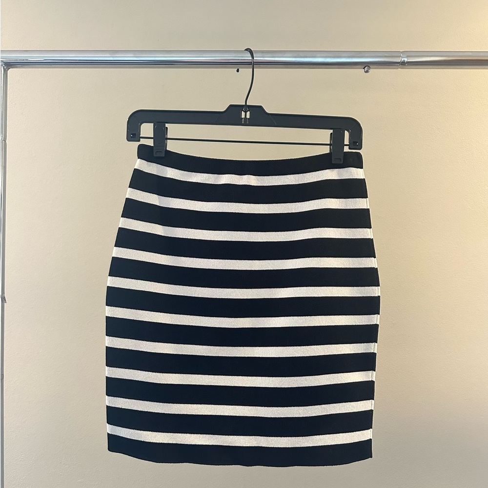 Rachel Roy Black & White Striped Skirt